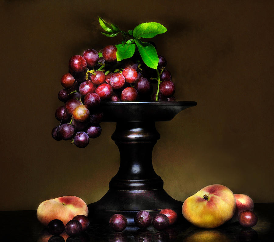 Grape Photograph - Grapes and Peaches by Carol Eade