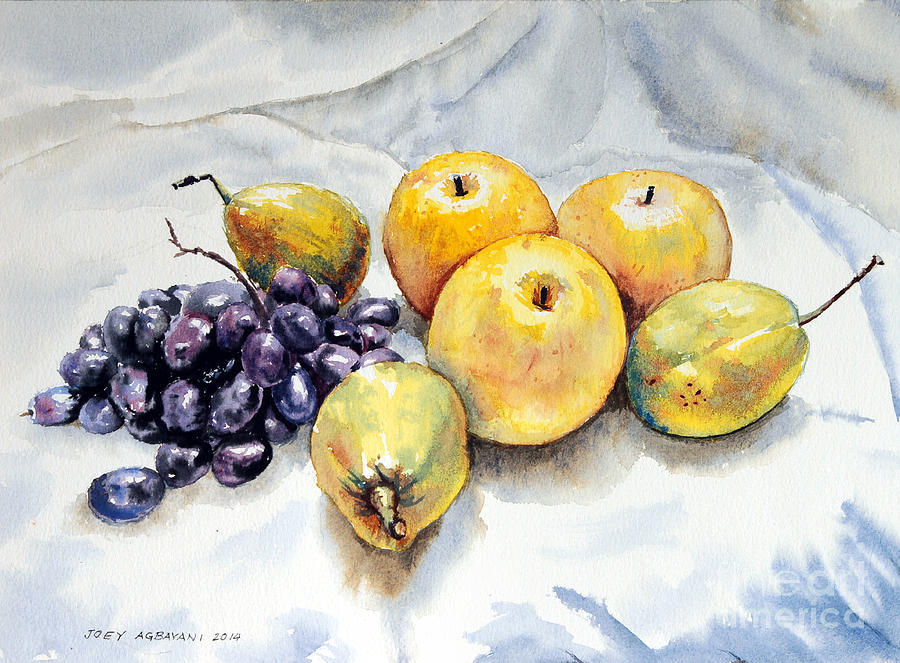 Grapes and Pears Painting by Joey Agbayani