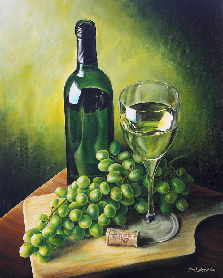 Still Life Painting - Grapes and Wine by Kim Lockman