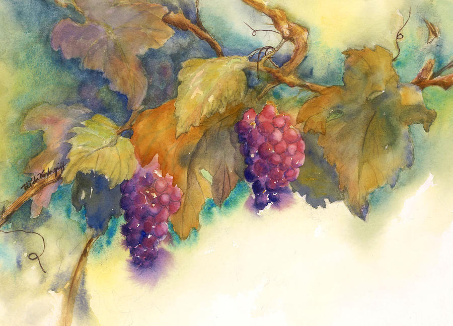 Grapes Painting by Hilda Vandergriff