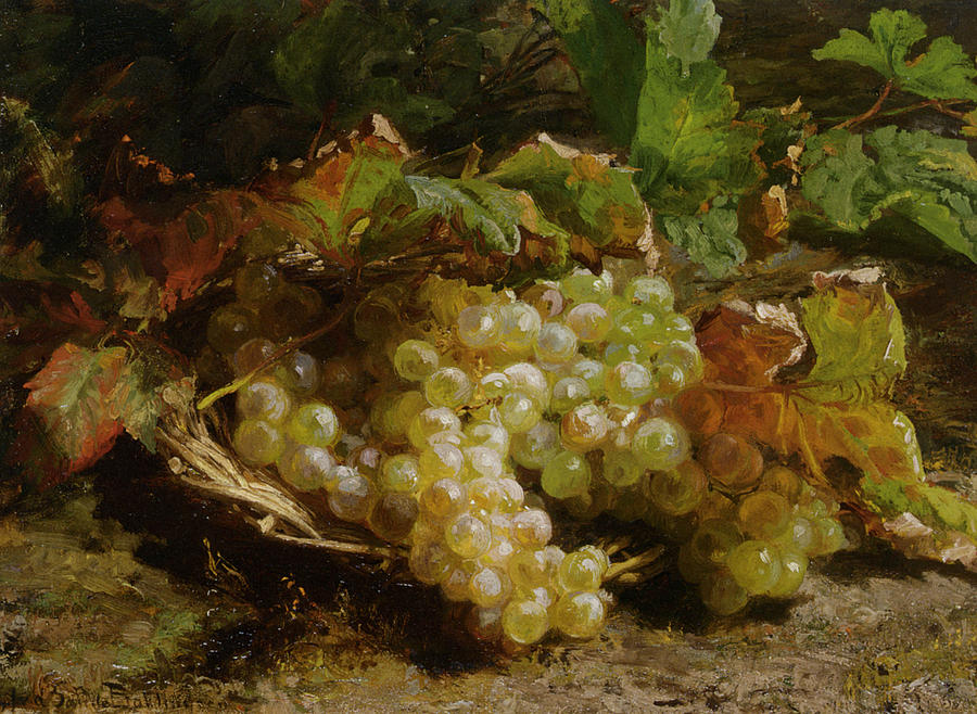 Grapes In A Basket Digital Art by Geraldine Bakhuyzen