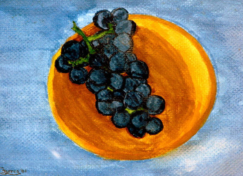Grapes in Bowl Painting by Larry Farris