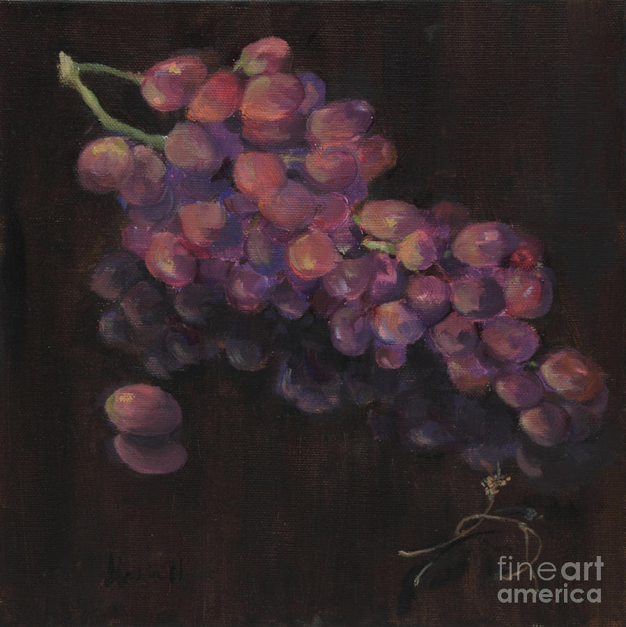 Grapes in Reflection Painting by Maria Hunt