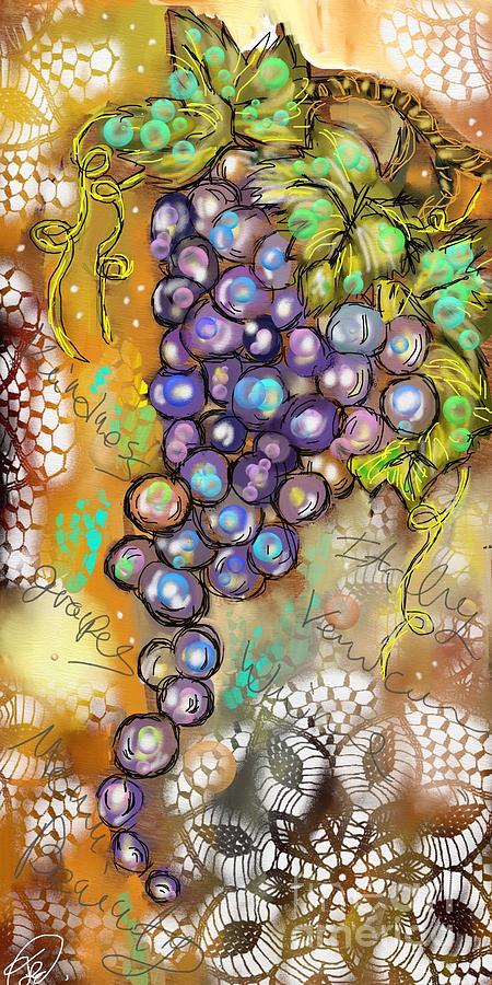 Grape Digital Art - Grapes in the Vineyard  by Terri Allbright