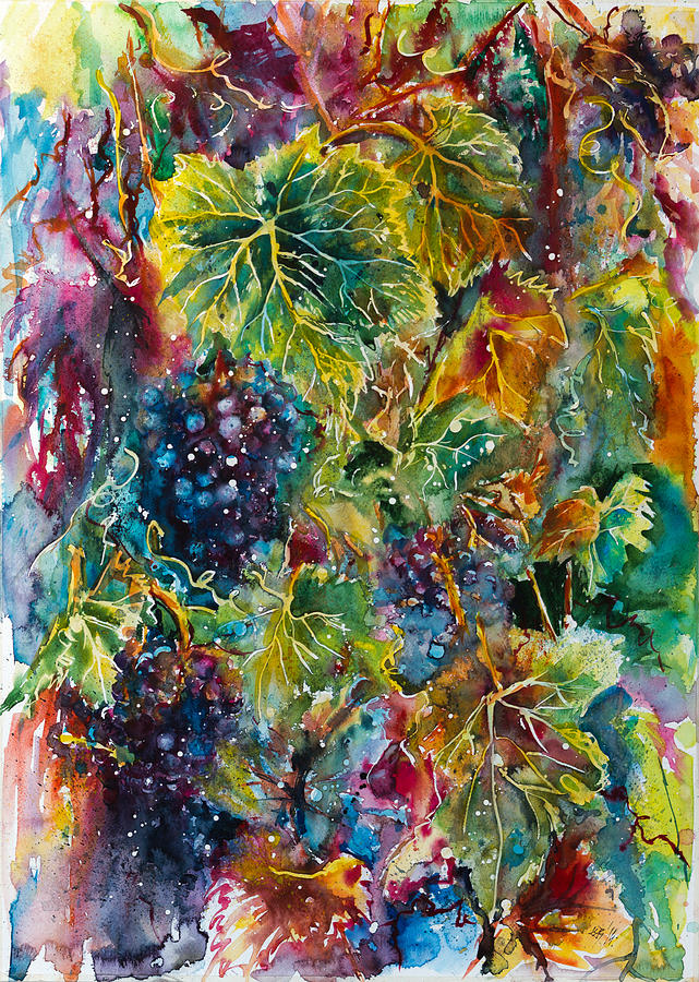 Grapes Painting by Kovacs Anna Brigitta