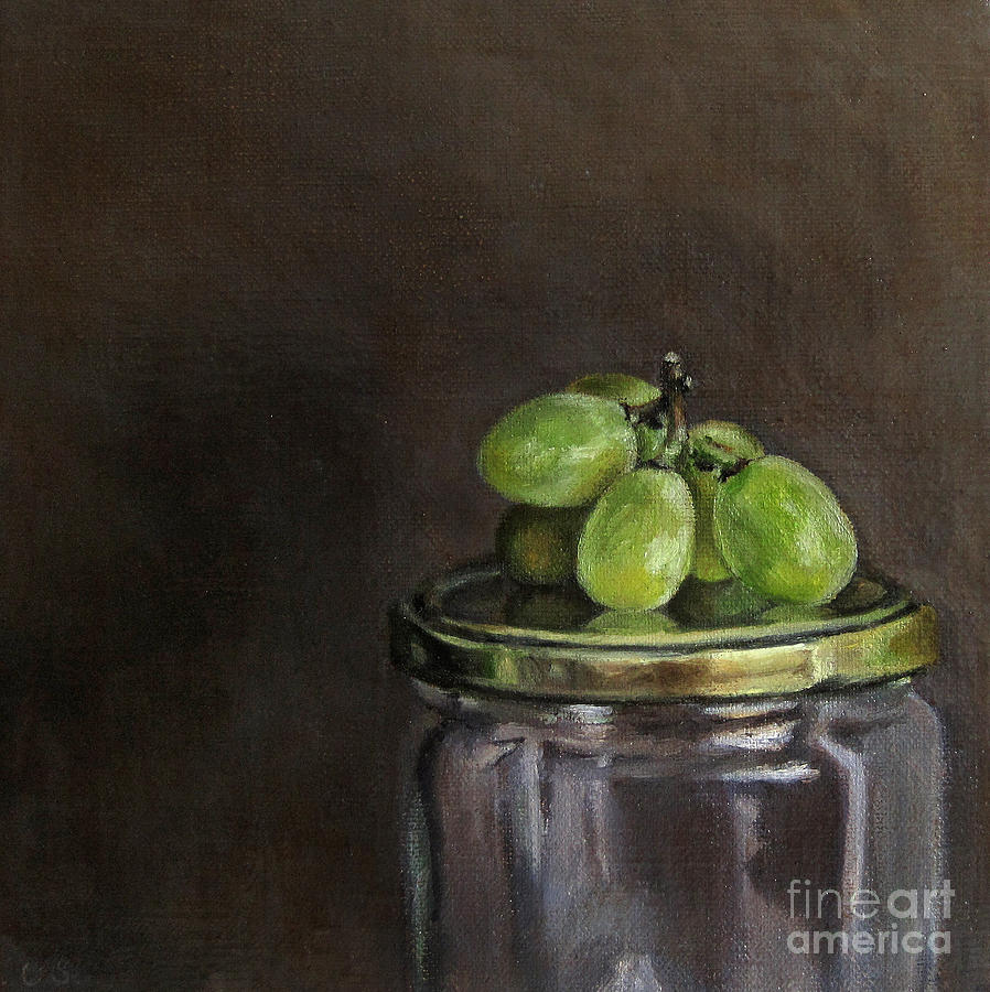 Grapes on Jar Painting by Ulrike Miesen-Schuermann