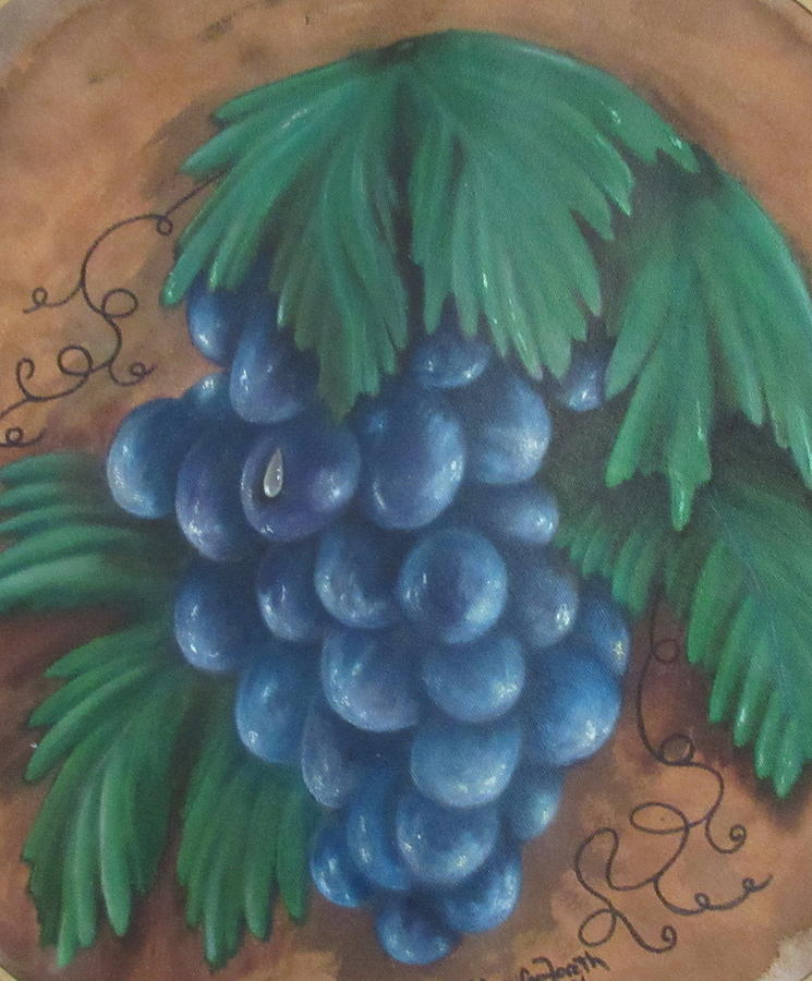Grapes With Dewdrop Painting by Ashley Goforth