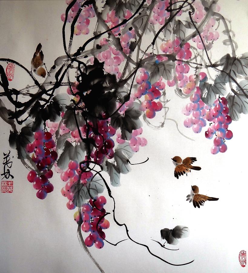 Grapes Work 7 Painting by Mao Lin Wang