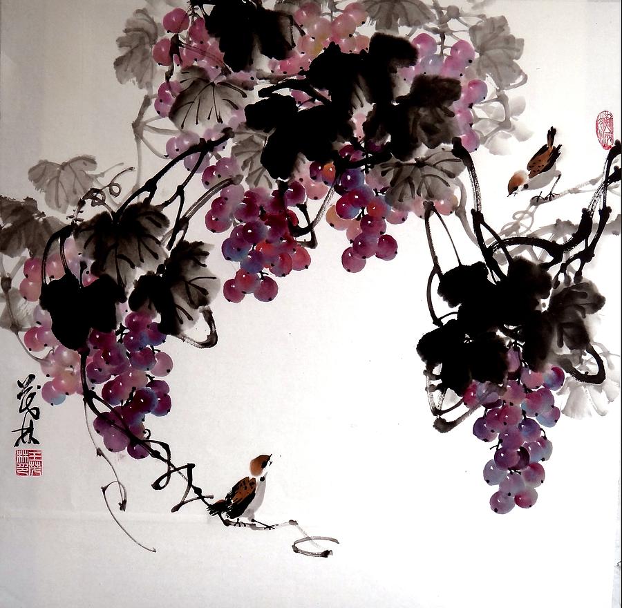 Grapes Work 8 Painting by Mao Lin Wang