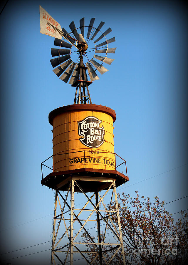 Grapevine Cotton Belt Route Water Tower Closeup Photograph by Kathy  White