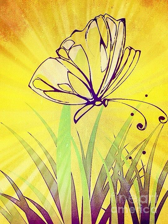 graphic Butterfly Yellow Digital Art by Gayle Price Thomas - Fine Art ...