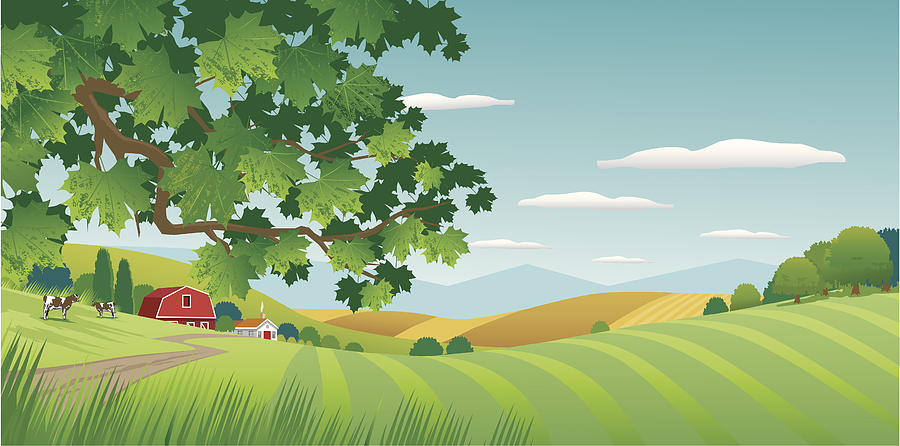 Graphic image of sunny countryside Drawing by Stevegraham