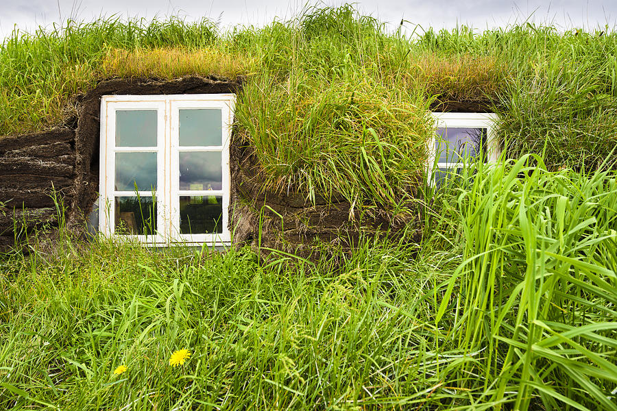 Grass roof house in Iceland detail Photograph by Matthias Hauser