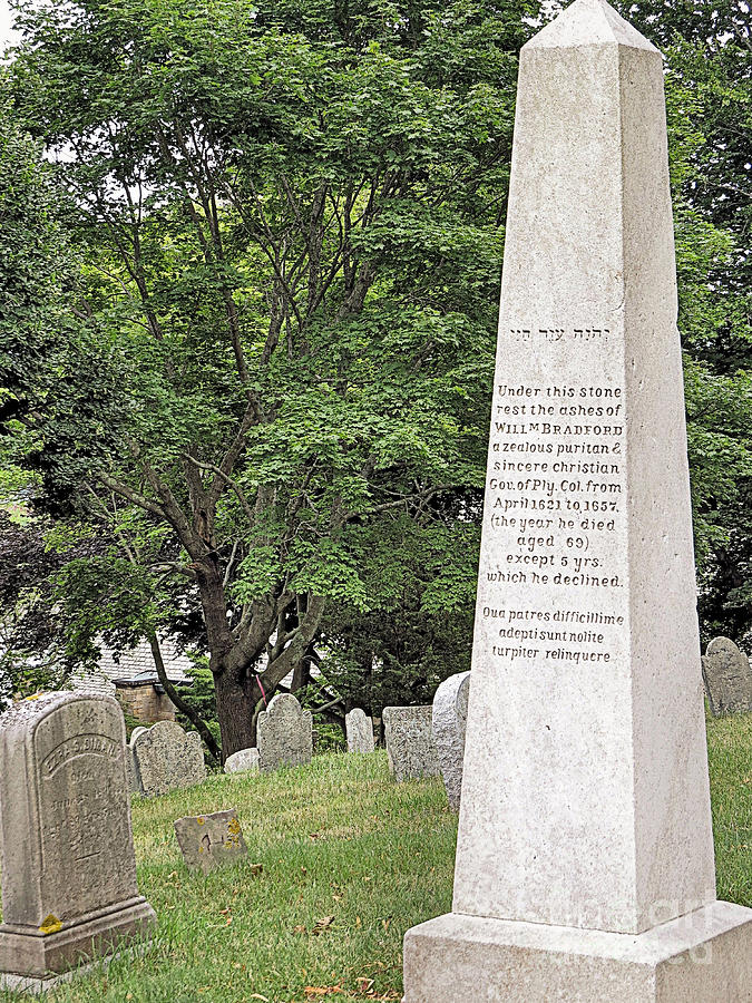 Landmark Photograph - Gravesite of Gov William Bradford by Janice Drew