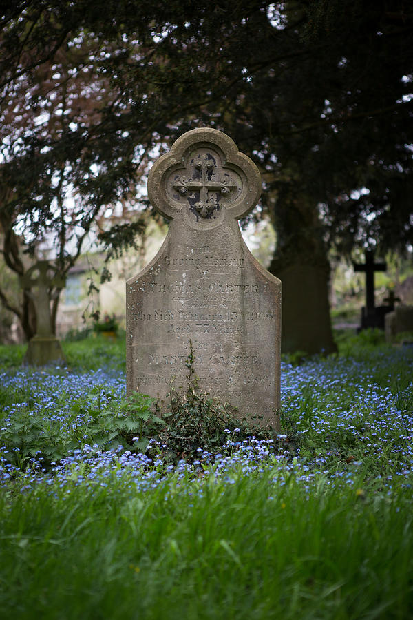 Flower Photograph - Gravestone by Gruffydd Thomas