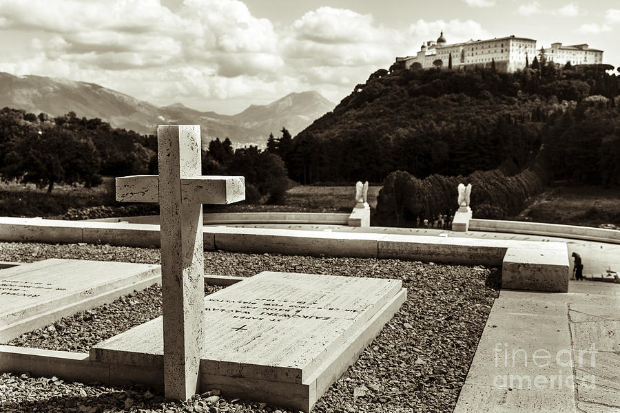 Gravestones in the Polish Cemetery standing proud towards the Ab Photograph by Peter Noyce