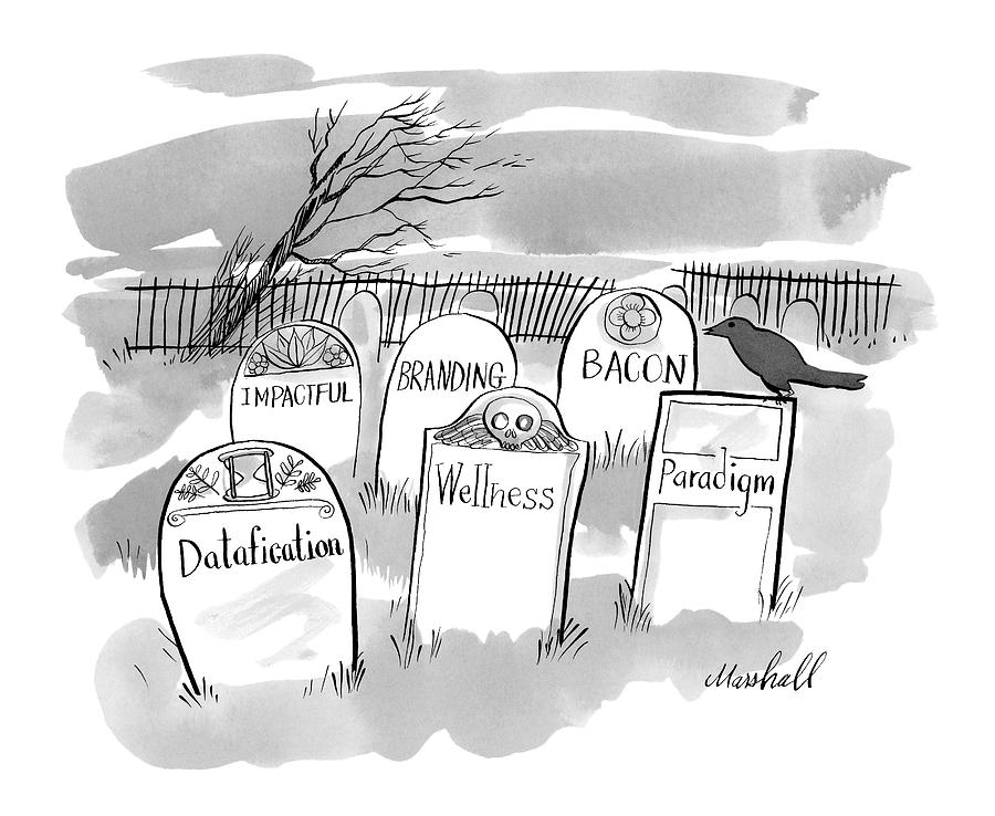 Gravestones That Contain Obsolete And Passe Drawing by Marshall Hopkins