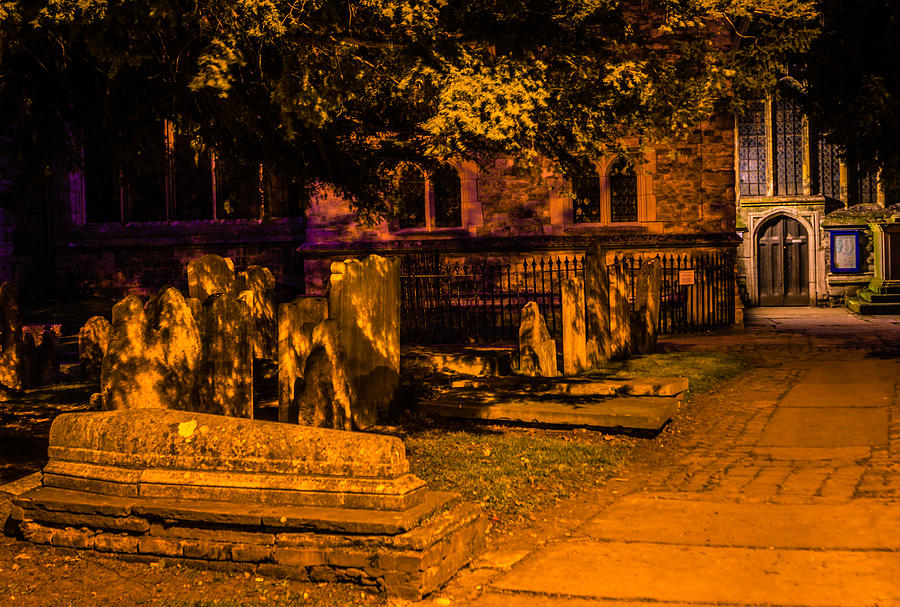 Graveyard Photograph - Graveyard at Night by Dawn OConnor