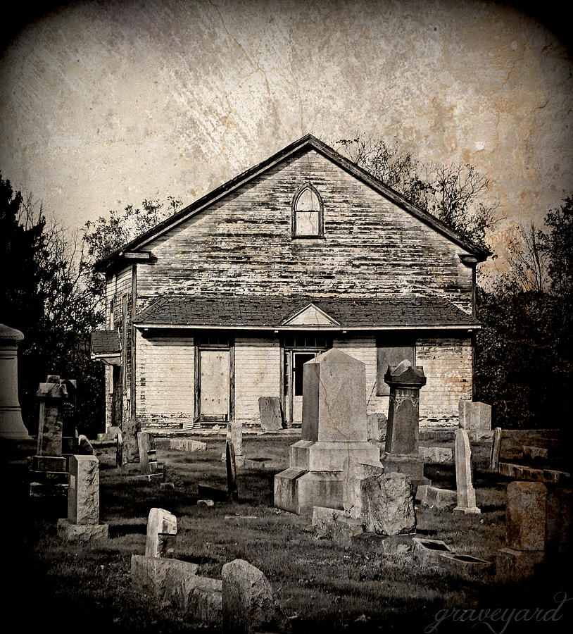 Vintage Photograph - Graveyard by Dark Whimsy