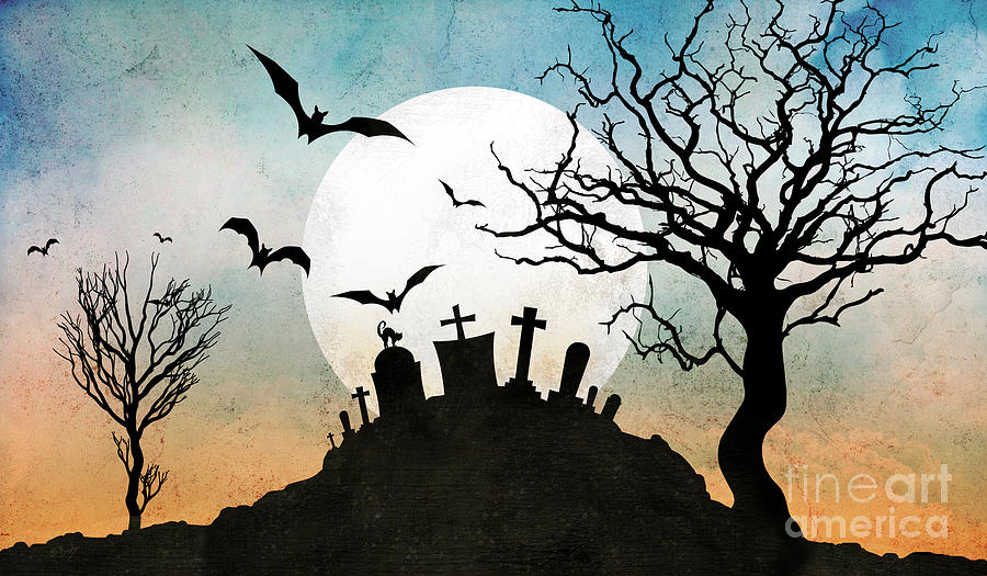 Halloween Digital Art - Graveyard Hill by Peter Awax