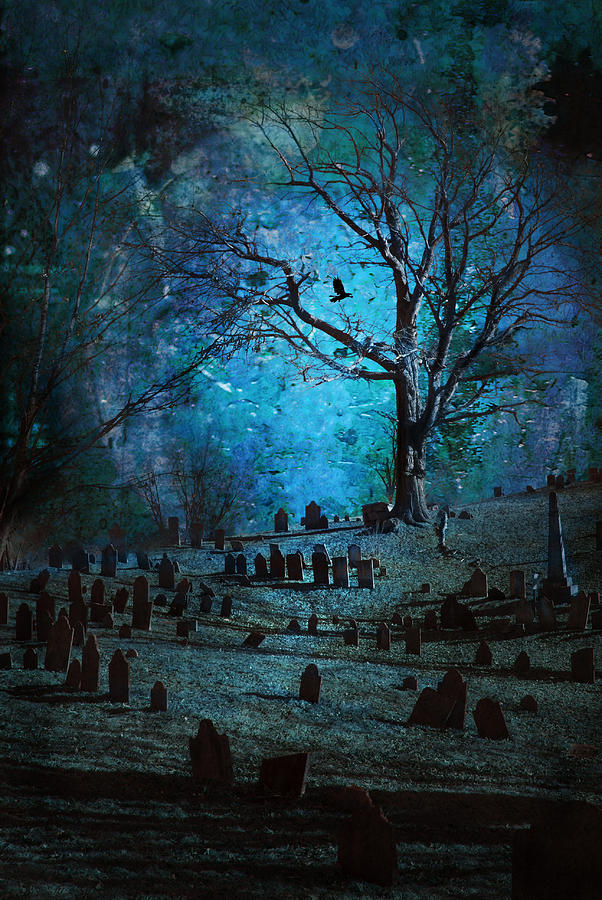 Halloween Digital Art - Graveyard by Rick Mosher