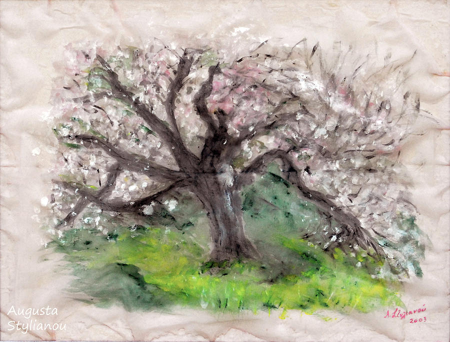 Gravity of the Almond Tree Painting by Augusta Stylianou