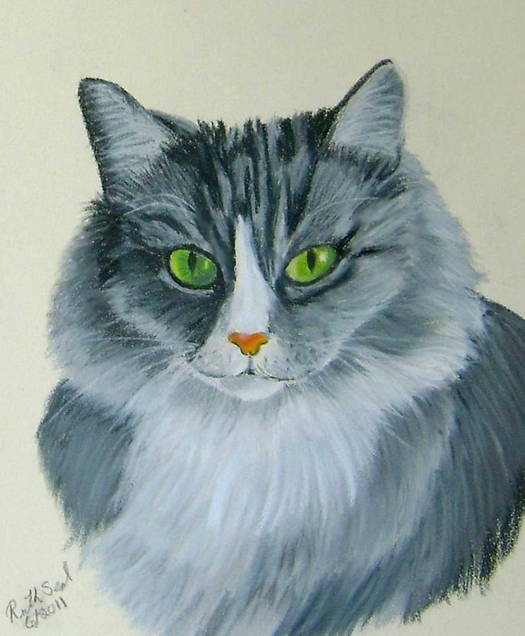 Gray Cat Painting by Ruth Seal | Fine Art America