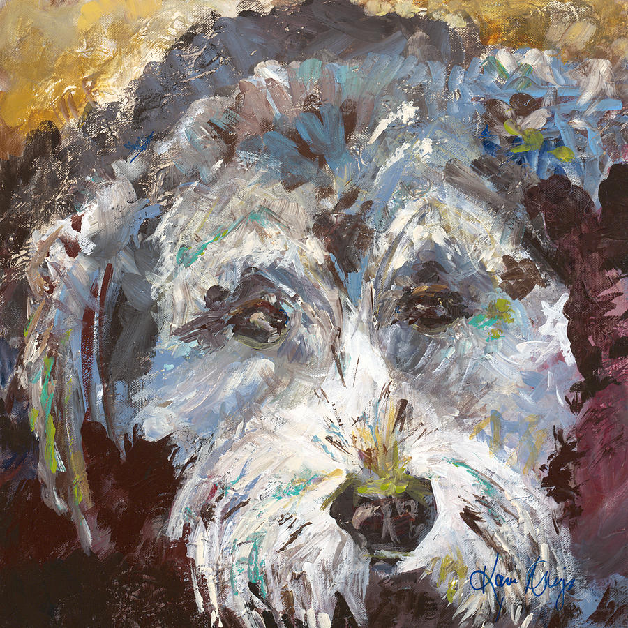 Dog Painting - Gray Doodle Impression by Karen Ahuja