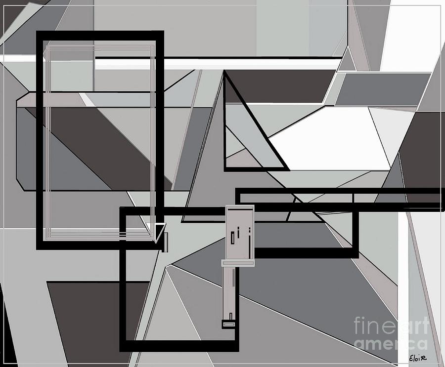 Abstract Painting - Gray Geometry by Eloise Schneider Mote