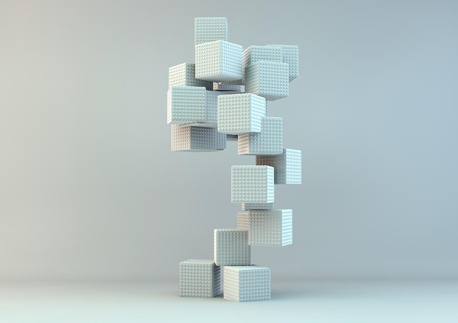 Gray Patterned Cubes Stacked Together Photograph by Ikon Ikon Images