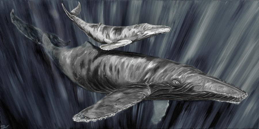 Gray Whales Painting by Steve Ozment