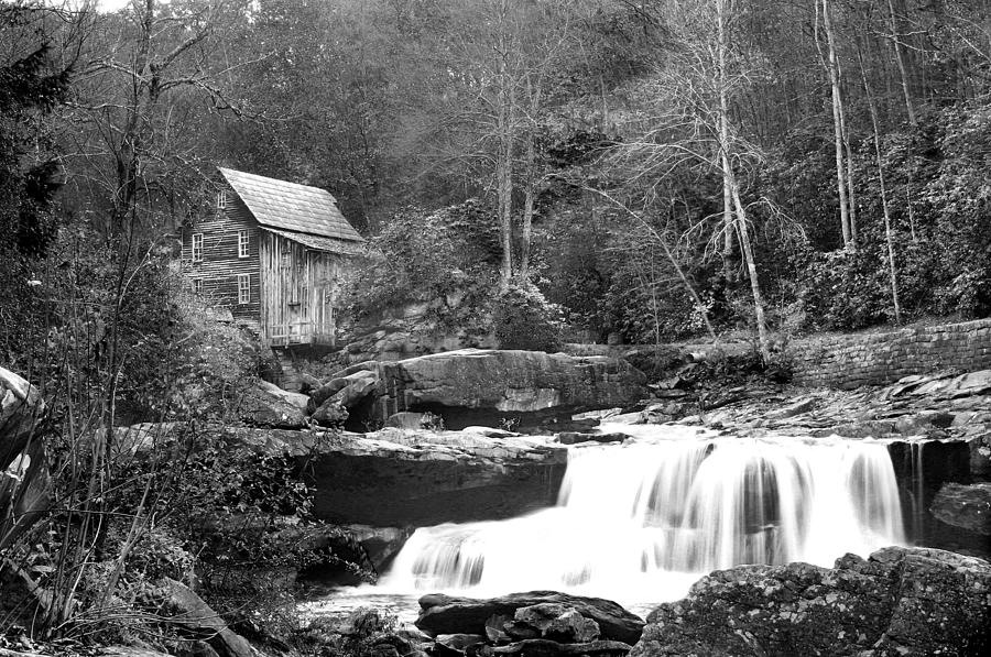 Grayscale Mill and Waterfall Photograph by Robert Camp