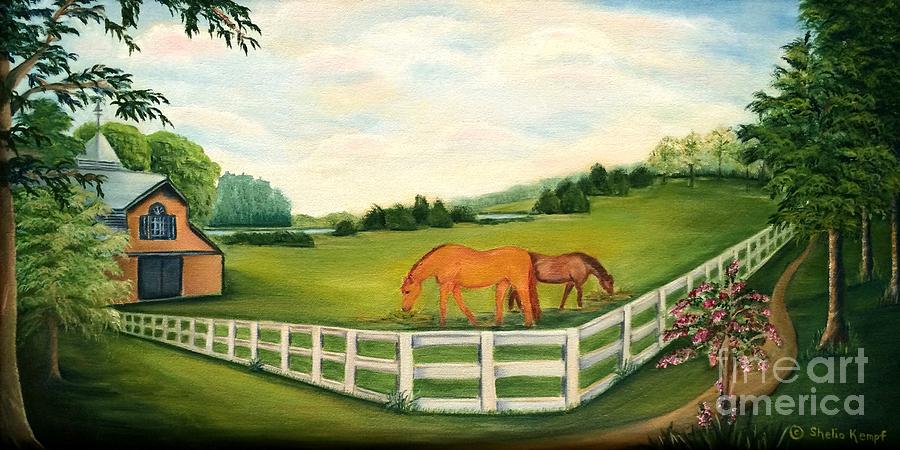 Grazing on the Farm Painting by Shelia Kempf