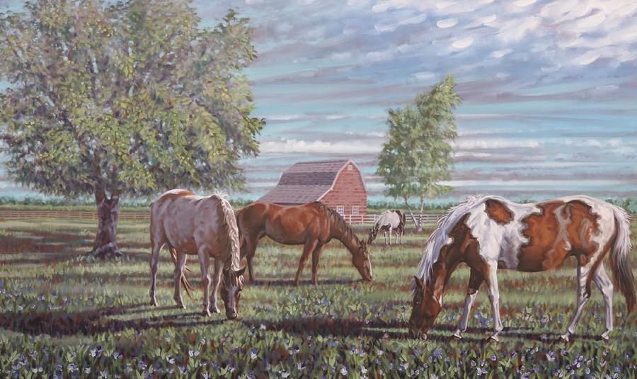 Grazing Time Painting by Gary M Long