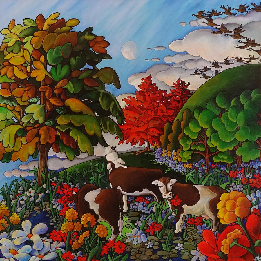 Cow Painting - Grazing by Thome Designs