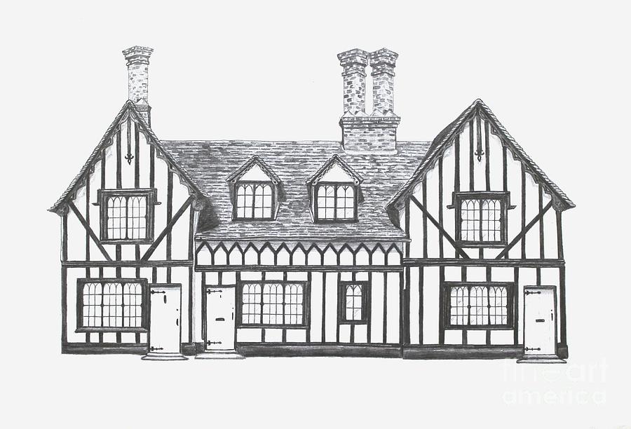 Architecture Drawing - Great Bardfield St Johns Terrace by Shirley Miller