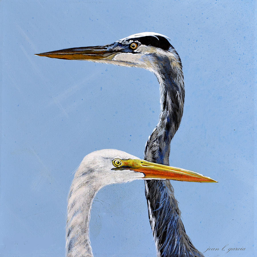 Heron Painting - Great Blue and White by Joan Garcia