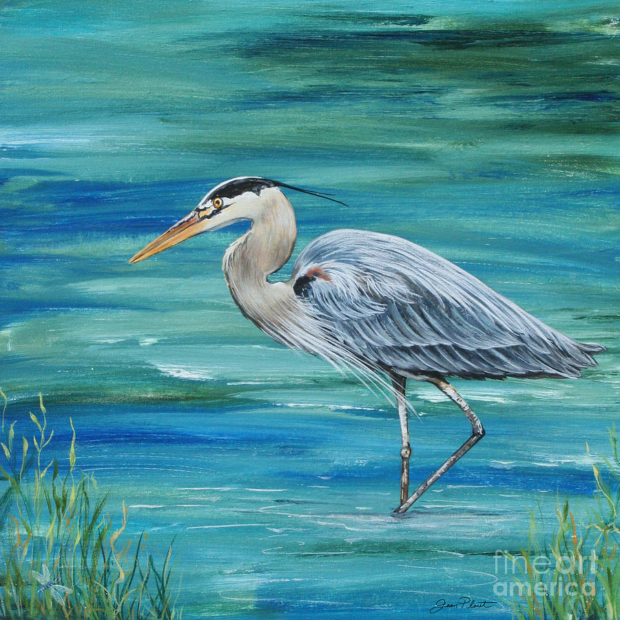 Great Blue Heron-1a Painting by Jean Plout