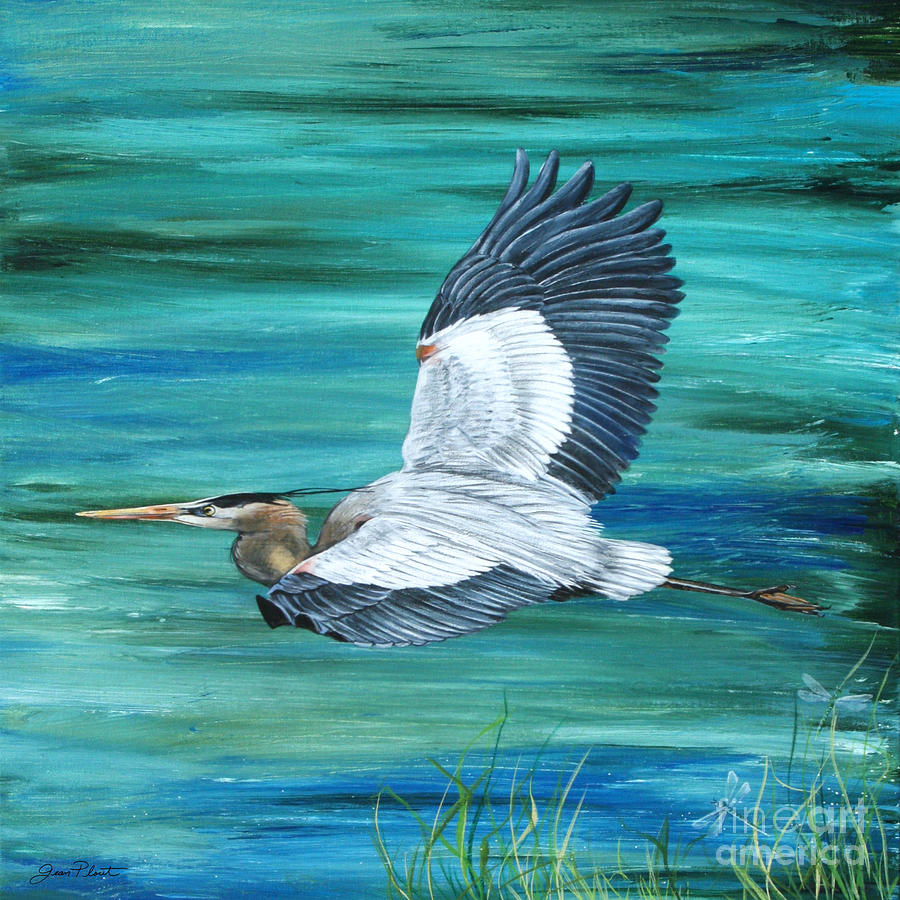 Great Blue Heron-3a Painting by Jean Plout