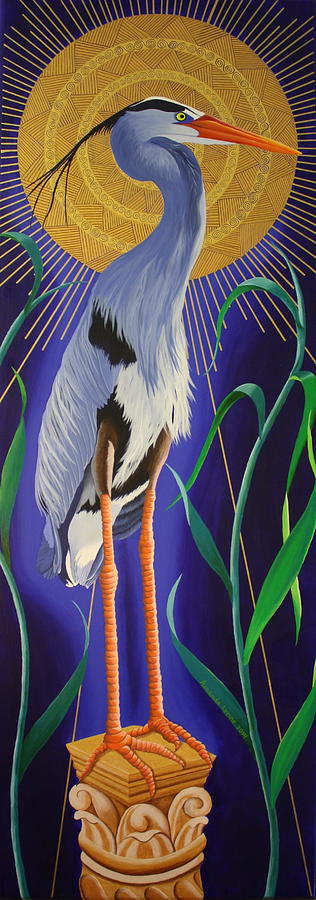 Great Blue Heron Painting by Amanda  Lynne