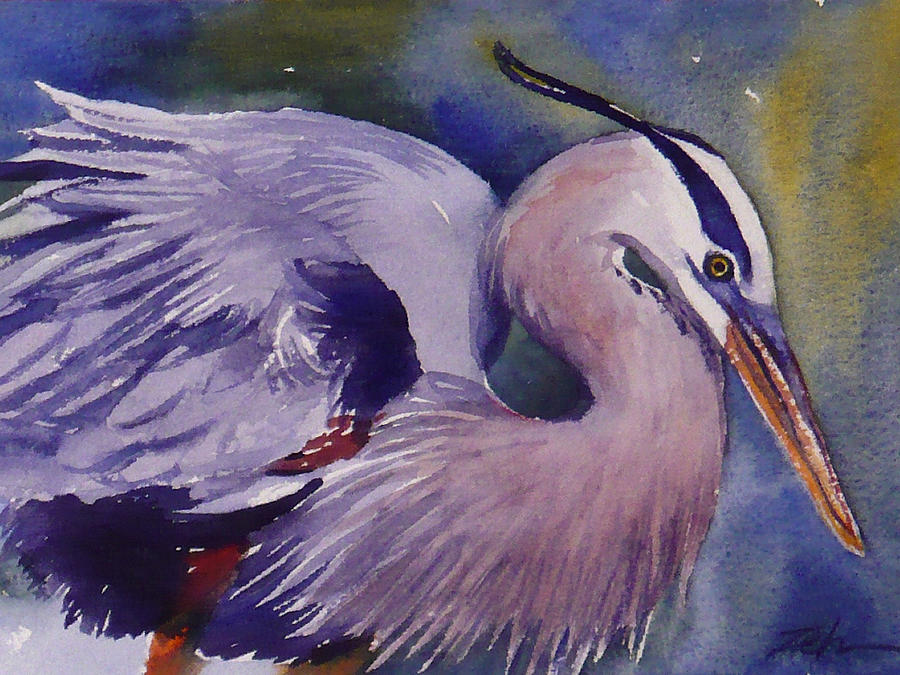 Great Blue Heron Painting by Janet Zeh
