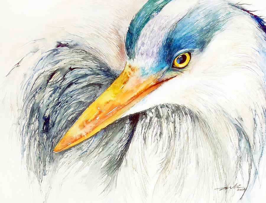 Great Blue Heron Painting by Arti Chauhan