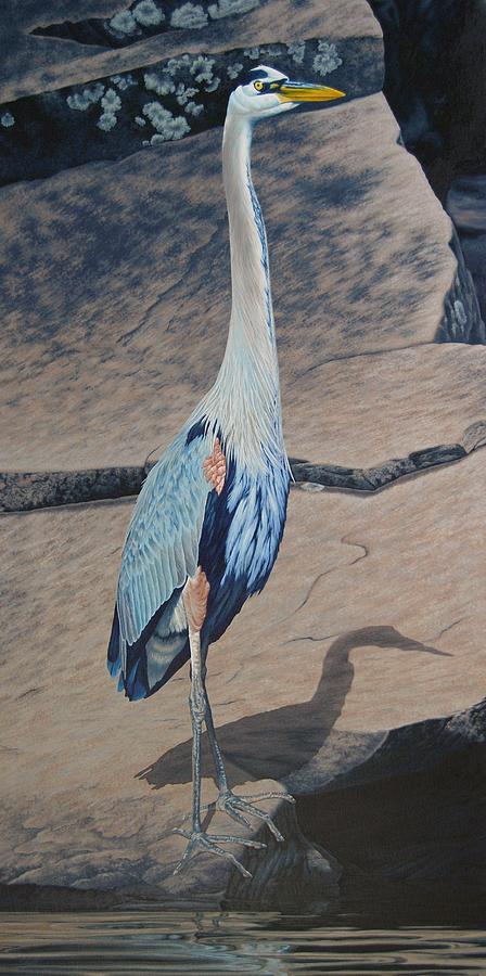 Great Blue Heron Painting by Cheryl Fecht