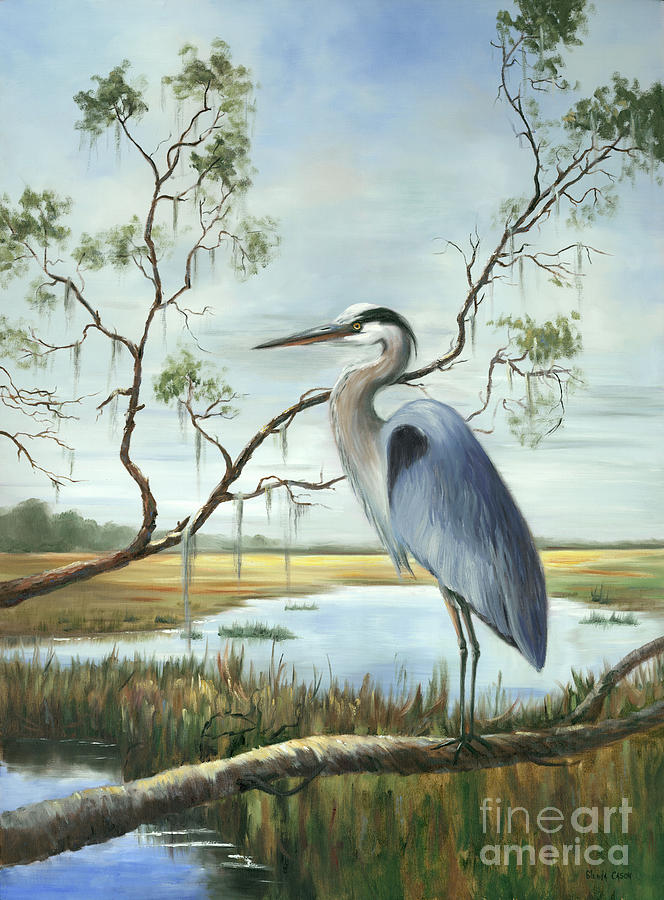 Great Blue Heron Painting by Glenda Cason