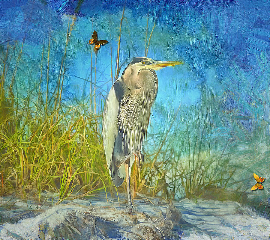 Heron Painting - Great Blue Heron  by L Wright