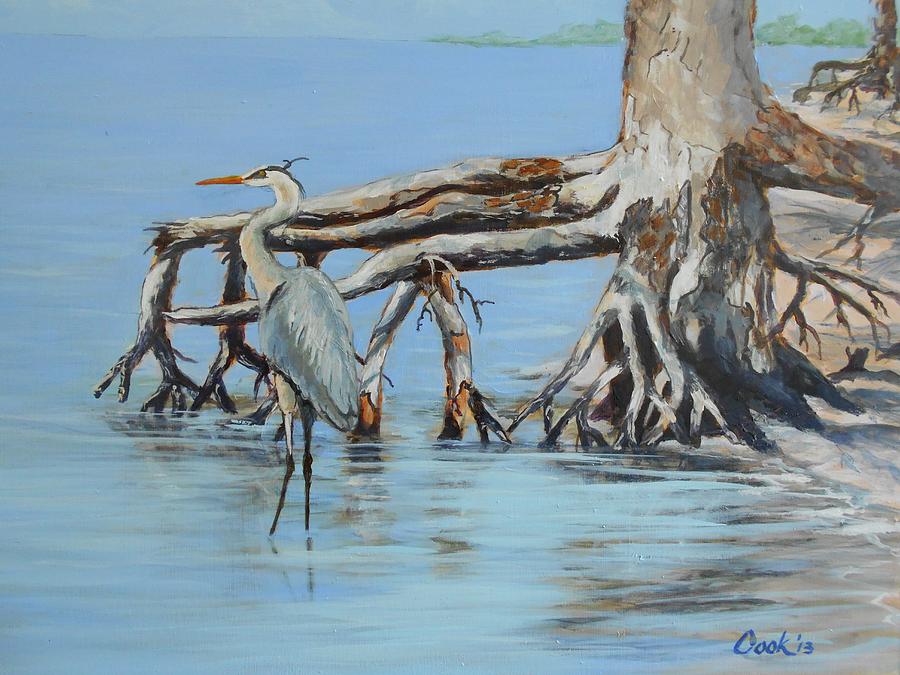 Great Blue Heron Painting by Michael Cook
