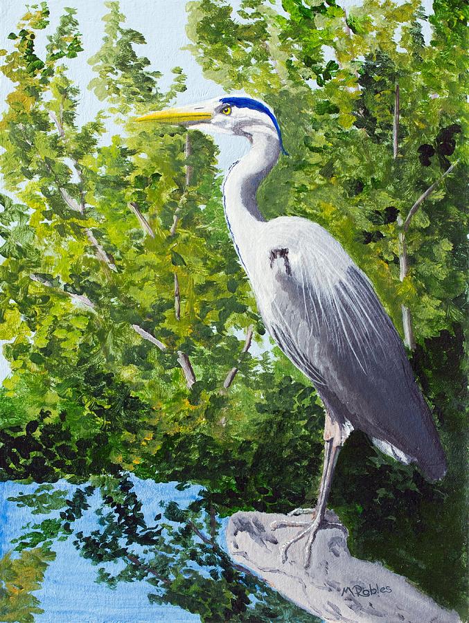 Great Blue Heron Painting by Mike Robles