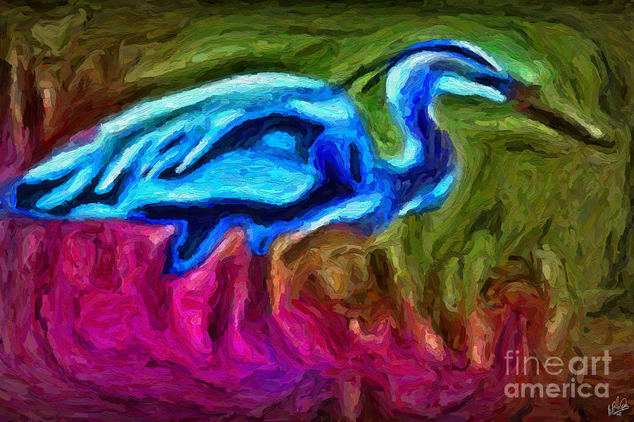Great Blue Heron Painting by Walt Foegelle