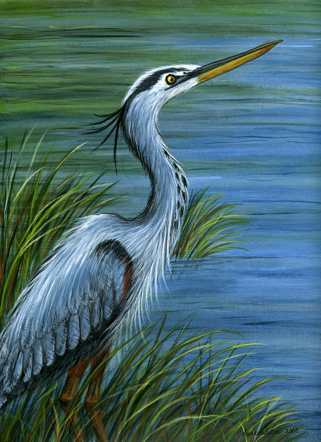 Great Blue Heron Painting by Sandra Estes