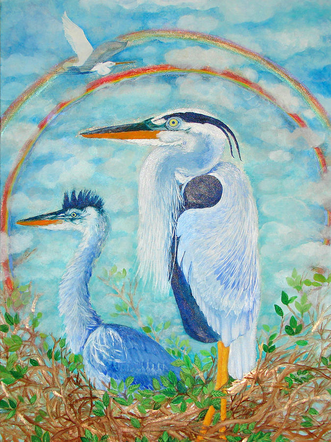 Great Blue Herons Seek Freedom Painting by Ashleigh Dyan Bayer